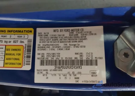 2018 Ford Fusion Hybrid S z USA, uszkodzony, nr VIN 3FA6P0UU9JR243493